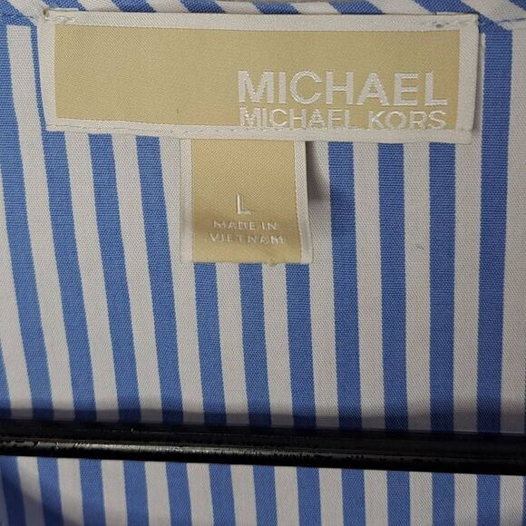 MICHAEL Michael Kors Vertical Stripe Cold Shoulder Button Down Blouse size Large - Picture 5 of 6